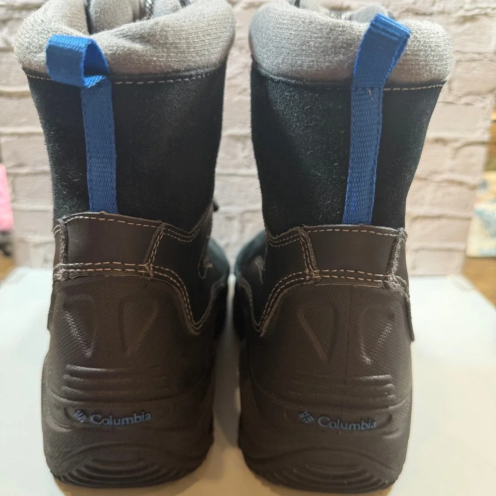 Columbia Bugaboot Omni-Heat Winter Snow Boots Youth 6 Black Blue Waterproof